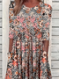 Femmes Floral Comme Image Col Rond Confortable Imprimé Robe Maxi Décontracté