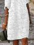 Femmes Floral Blanc Col V Confortable Imprimé Mini Robe Décontracté