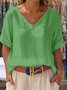 Blouses de Style Occidental Plain Été Aucune élasticité Ample Col Rond Régulier Régulier T.-N.-L. pour Femmes