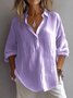 Blouses Décontracté Plain Printemps / Automne Polyester Col V Quotidien Pull-over Manches trois quarts Régulier pour Femmes