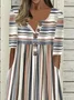 Femmes Rayé Comme Image Col mi-ouvert Confortable Imprimé Robe Maxi Décontracté