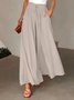 Pantalons Plain Urbain Printemps / Automne Polyester Micro-élasticité Ample Taille Moyenne Pantalons à Jambe Large Droit pour Femmes