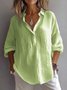 Blouses Décontracté Plain Printemps / Automne Polyester Col V Quotidien Pull-over Manches trois quarts Régulier pour Femmes