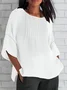 Blouses Femmes Décontracté Plain Printemps / Automne Léger Aucune élasticité Manches trois quarts Col Rond Régulier Droit