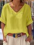 Blouses de Style Occidental Plain Été Aucune élasticité Ample Col Rond Régulier Régulier T.-N.-L. pour Femmes
