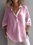Blouses Décontracté Plain Printemps / Automne Polyester Col V Quotidien Pull-over Manches trois quarts Régulier pour Femmes