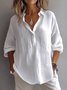 Blouses Décontracté Plain Printemps / Automne Polyester Col V Quotidien Pull-over Manches trois quarts Régulier pour Femmes