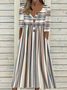 Femmes Rayé Comme Image Col mi-ouvert Confortable Imprimé Robe Maxi Décontracté