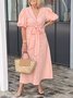 Femmes Plain Noir Col V Confortable à Lacets Robe Maxi Décontracté