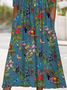Femmes Floral Bleu Col mi-ouvert Confortable Imprimé Robe Maxi Décontracté