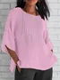 Blouses Femmes Décontracté Plain Printemps / Automne Léger Aucune élasticité Manches trois quarts Col Rond Régulier Droit