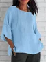 Blouses Femmes Décontracté Plain Printemps / Automne Léger Aucune élasticité Manches trois quarts Col Rond Régulier Droit