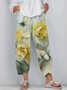 Pantalons Décontracté Floral Printemps / Automne Coton Micro-élasticité Coupe Régulière Pantalon à la cheville Pantalons Harem Trapèze pour Femmes