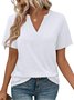 T-shirts Femmes Décontracté Plain Été Polyester Micro-élasticité Quotidien Régulier Trapèze Régulier