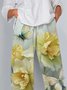 Pantalons Décontracté Floral Printemps / Automne Coton Micro-élasticité Coupe Régulière Pantalon à la cheville Pantalons Harem Trapèze pour Femmes