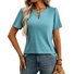 T-shirts Décontracté Plain Été Coton Col V Micro-élasticité Manches Courtes Trapèze Régulier pour Femmes