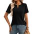 T-shirts Décontracté Plain Été Coton Col V Micro-élasticité Manches Courtes Trapèze Régulier pour Femmes
