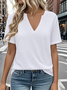 T-shirts Femmes Décontracté Plain Été Polyester Micro-élasticité Quotidien Régulier Trapèze Régulier