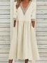 Femmes Plain Bleu Clair Col V Confortable Joint Fendu Robe Maxi Décontracté