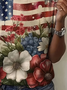 T-shirts Décontracté Drapeau des États-Unis Été Micro-élasticité Ample Jersey Manches Courtes Régulier Régulier pour Femmes