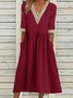 Femmes Plain Bleu Clair Col V Confortable Joint Fendu Robe Maxi Décontracté