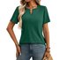 T-shirts Décontracté Plain Été Coton Col V Micro-élasticité Manches Courtes Trapèze Régulier pour Femmes