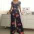 Combinaisons Plantes Décontracté Été Polyester Imprimé Taille Haute Micro-élasticité Manches Courtes T-shirt pour Femmes