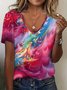 T-shirts Décontracté Abstrait Été Aucune élasticité Ample Jersey Manches Courtes Régulier T.-N.-L. pour Femmes