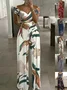 Combinaisons Plantes Décontracté Été Polyester Imprimé Taille Haute Micro-élasticité Manches Courtes T-shirt pour Femmes