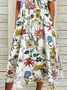 Femmes Floral Blanc Col Rond Confortable Imprimé Robe Maxi Décontracté