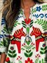 Blouses Femmes Élégant Floral Printemps / Automne Polyester Aucune élasticité Ample Manches Longues Col Châle Régulier