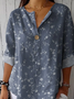 Blouses Décontracté Floral Printemps / Automne Coton Aucune élasticité Quotidien Manches trois quarts Col Châle Droit pour Femmes