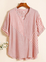 Blouses Femmes Rayé Simple Été Coton Aucune élasticité Quotidien Ample Régulier Régulier