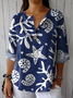 Blouses Femmes Géométrique Élégant Printemps / Automne Polyester Ample Col Châle Régulier Droit Régulier