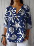 Blouses Femmes Géométrique Élégant Printemps / Automne Polyester Ample Col Châle Régulier Droit Régulier