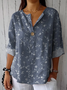 Blouses Décontracté Floral Printemps / Automne Coton Aucune élasticité Quotidien Manches trois quarts Col Châle Droit pour Femmes