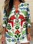 Blouses Femmes Élégant Floral Printemps / Automne Polyester Aucune élasticité Ample Manches Longues Col Châle Régulier