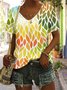 T-shirts Décontracté Floral Été Micro-élasticité Quotidien Manches Courtes Régulier Trapèze Régulier pour Femmes