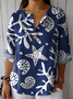 Blouses Femmes Géométrique Élégant Printemps / Automne Polyester Ample Col Châle Régulier Droit Régulier