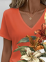 T-shirts Décontracté Floral Été Imprimé Aucune élasticité Quotidien Ample Manches Courtes Régulier pour Femmes