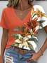 T-shirts Décontracté Floral Été Imprimé Aucune élasticité Quotidien Ample Manches Courtes Régulier pour Femmes