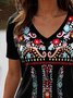 T-shirts Femmes Décontracté Floral Été Polyester Micro-élasticité Quotidien Coupe Régulière Manches Courtes Régulier