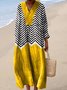 Femmes Rayé Jaune Col V Confortable Robe Maxi Décontracté