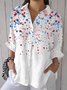 Chemises Femmes Simple Printemps / Automne Le jour de l'indépendance (Drapeau) Polyester Sportif & De Plein Air Manches Longues Trapèze Régulier Col de Chemise