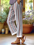 Pantalons Femmes Rayé Rue Printemps / Automne Naturel Aucune élasticité Ample Droit Régulier Pantalon baggy