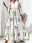 Femmes Floral Blanc Col V Confortable Robe Maxi Décontracté