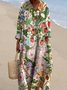 Femmes Floral Rose Col V Confortable Robe Maxi Décontracté