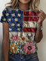 T-shirts Femmes Décontracté Drapeau des États-Unis Été Quotidien Coupe Régulière Manches Courtes Régulier Trapèze Régulier