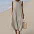 Femmes Rayé Blanc Col Rond Confortable Robe Maxi Décontracté