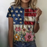 T-shirts Femmes Décontracté Drapeau des États-Unis Été Quotidien Coupe Régulière Manches Courtes Régulier Trapèze Régulier
